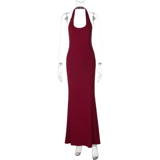 Damen Elegantes Maxikleid mit Halterneck und figurbetontem Design EB