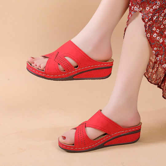 Damen Plateausandalen mit offener Zehenpartie und atmungsaktivem Design EB