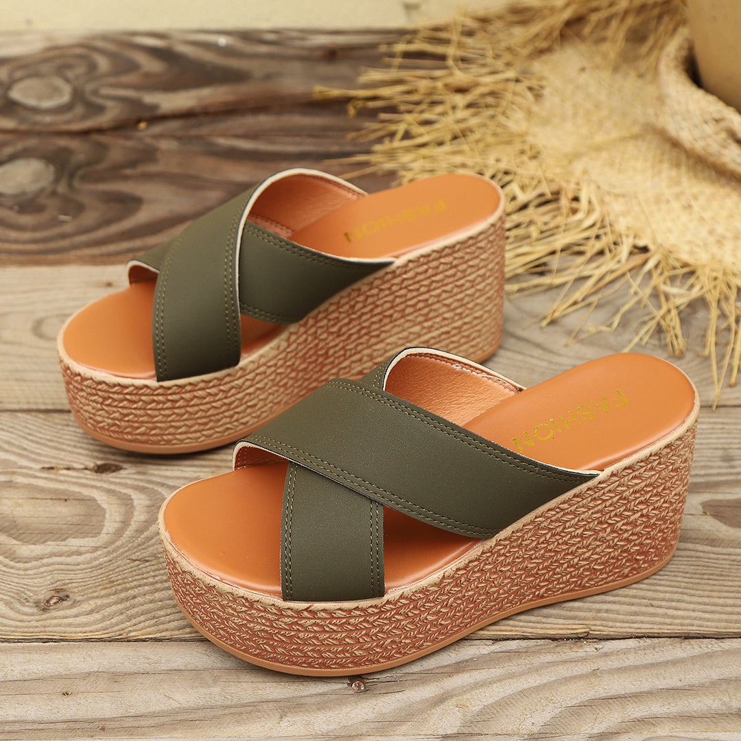 Damen Wedge-Pantoletten mit dekorativem geflochtenem Detail und rutschfester Sohle EB