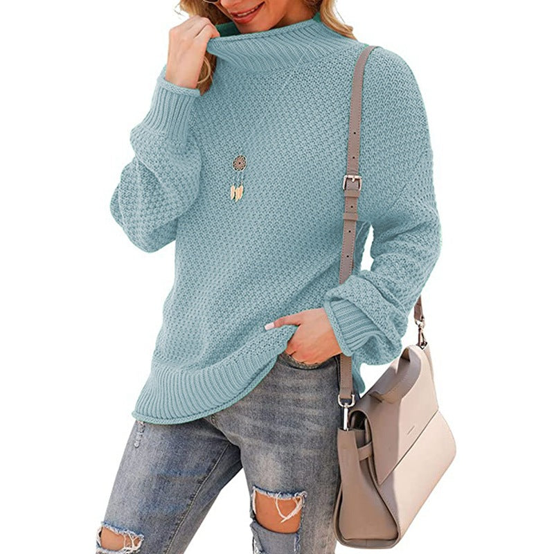 EB | Sweater Halber Rollkragen Strickpullover Lässiges Gemütliches Oberteil