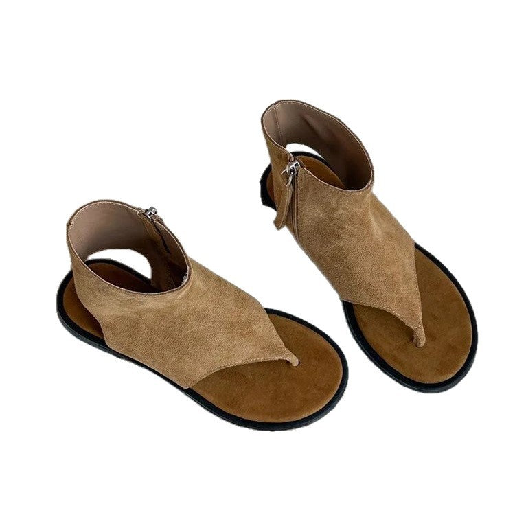 Damen modische Zehentrenner-Sandalen mit geschlossenen Fersen und seitlichem Reißverschluss EB