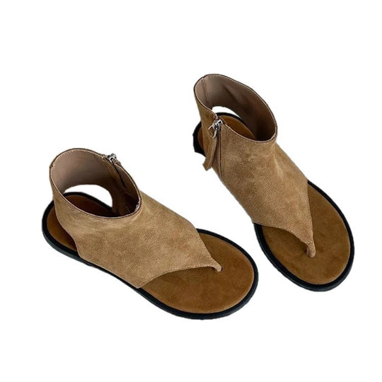 Damen modische Zehentrenner-Sandalen mit geschlossenen Fersen und seitlichem Reißverschluss EB