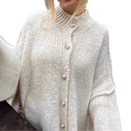 Damen oversized Strickjacke mit Knopf- und Rippdetails EB