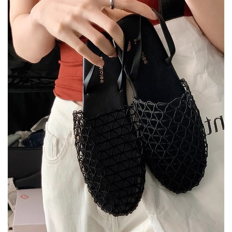 Damen offene Mules mit netzartigem Design und komfortablem Fußbett EB