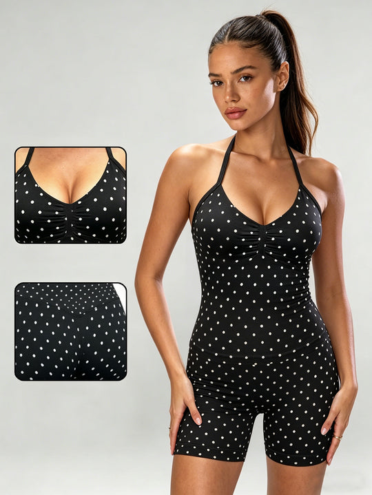 Damen Sportlicher Jumpsuit mit Raffungen und verstellbaren Trägern EB