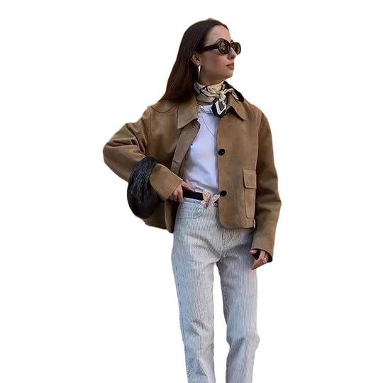 Damen Kunstleder Jacke mit strukturiertem Design EB