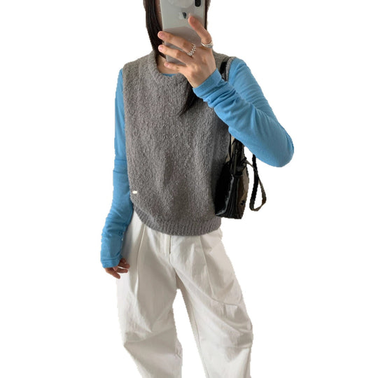 Damen Strickweste mit weichem, flauschigem Material und modernem Schnitt EB