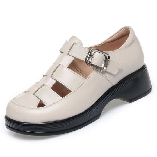 Damen Elegante Komfortsandalen mit verstellbarem Riemen und bequemem Absatz EB