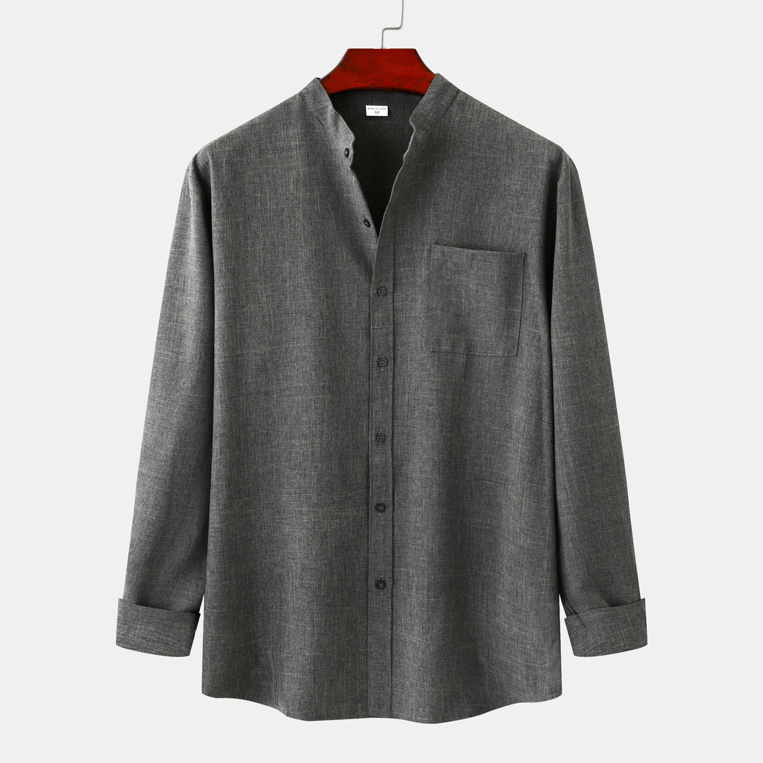 Herren Langarmhemd mit praktischem Stehkragen und eleganter Textur EB