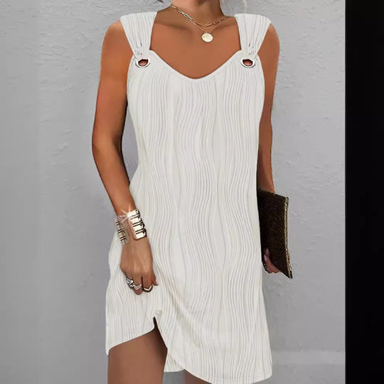 Damen Sommerliches Wickelkleid mit eleganten Trägerdetails und seitlichem Schlitz EB