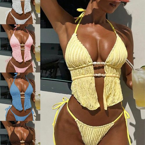 Damen Rüschenbikini mit Perlenakzenten EB