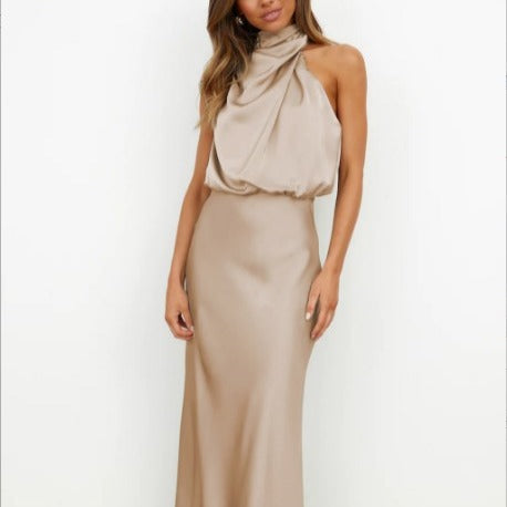 Damen Elegantes Etuikleid mit asymmetrischem Kragen und fließendem Schnitt EB