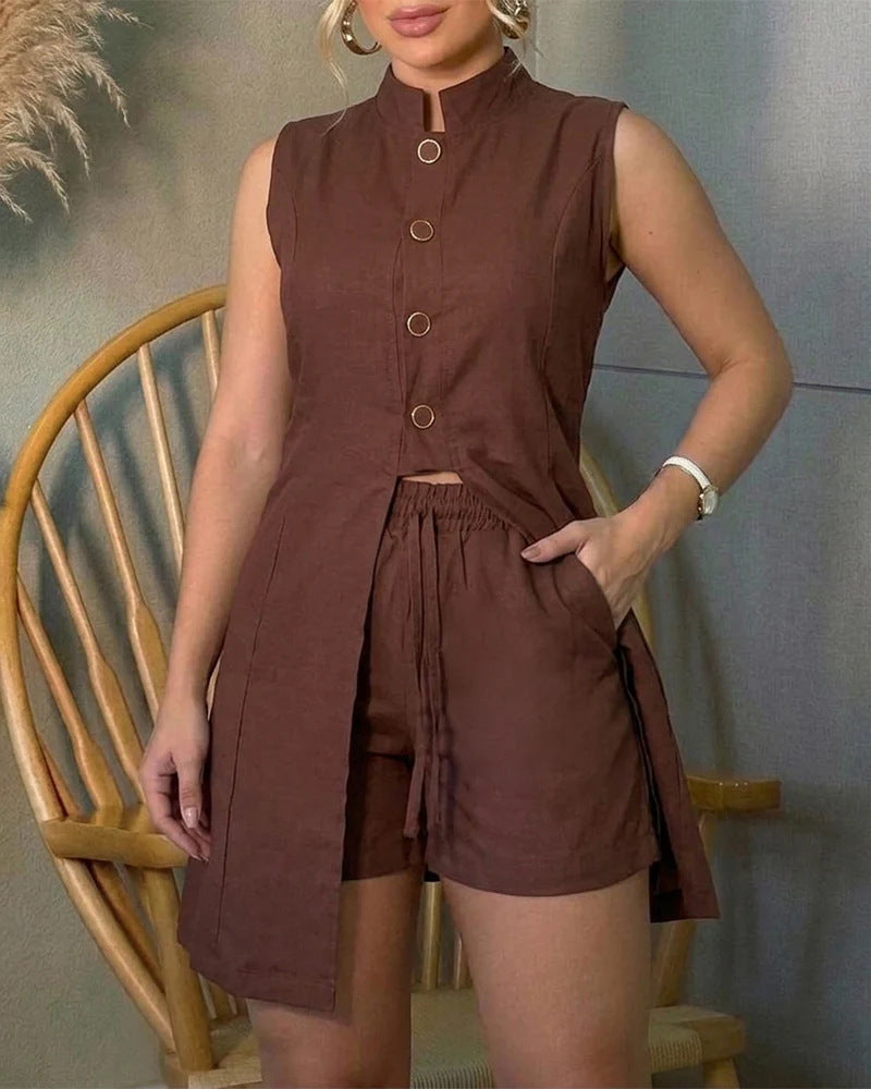 Damen lässiger Zweiteiler mit hochwertigem Material und praktischem Design EB