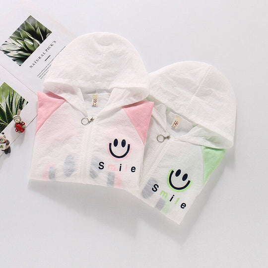 Damen nan leichte Kapuzenjacke mit Smiley-Print, verstellbarem Saum und elastischen Bündchen  EB