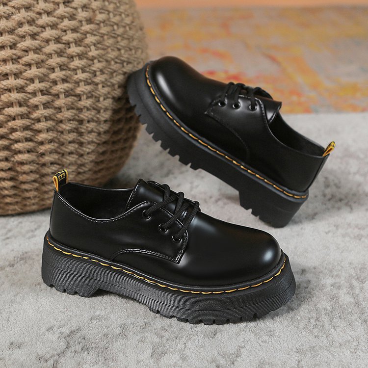 Damen modische Lacklederschuhe mit robuster Sohle und trendiger Nahtführung EB