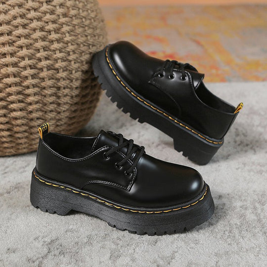 Damen modische Lacklederschuhe mit robuster Sohle und trendiger Nahtführung EB