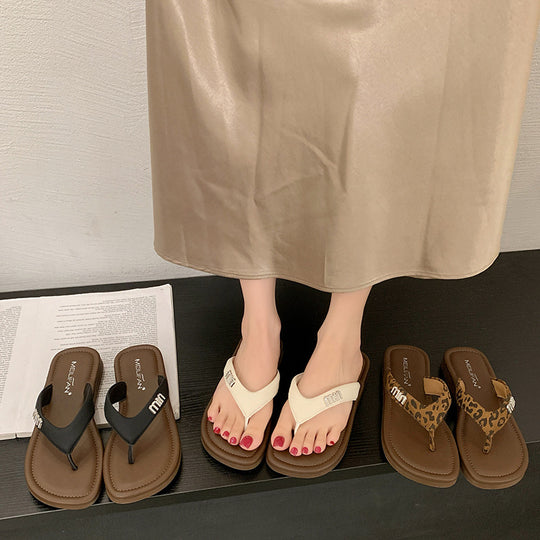Damen Flip-Flops mit modischem Riemen und funkelndem Dekor EB