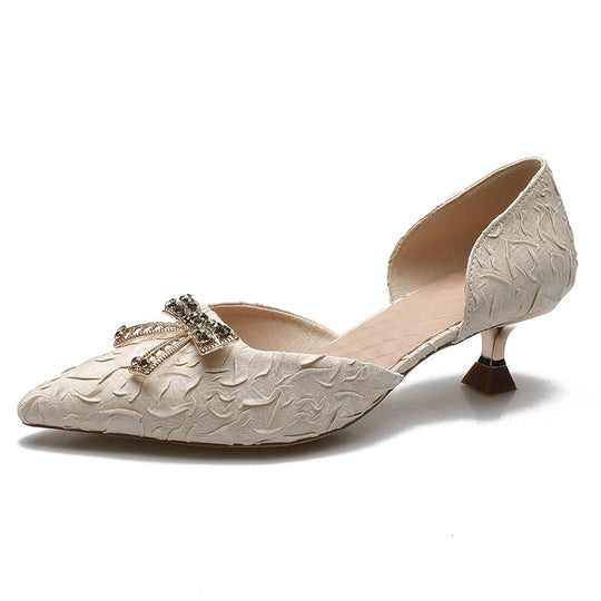 Damen elegante Pumps mit glitzernder Schleifenapplikation EB