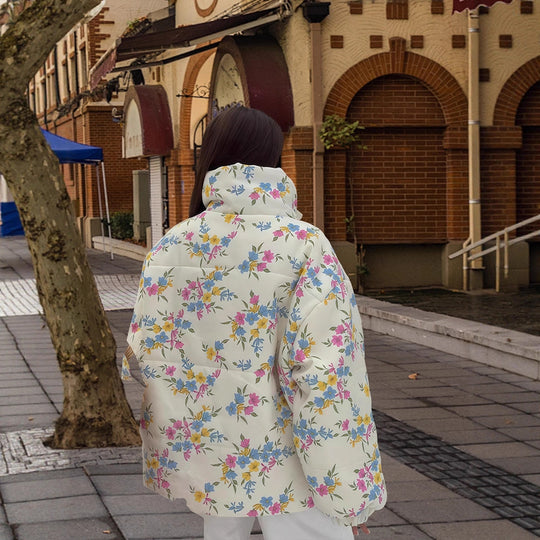 Damen Blumenmuster Übergröße Daunenjacke EB