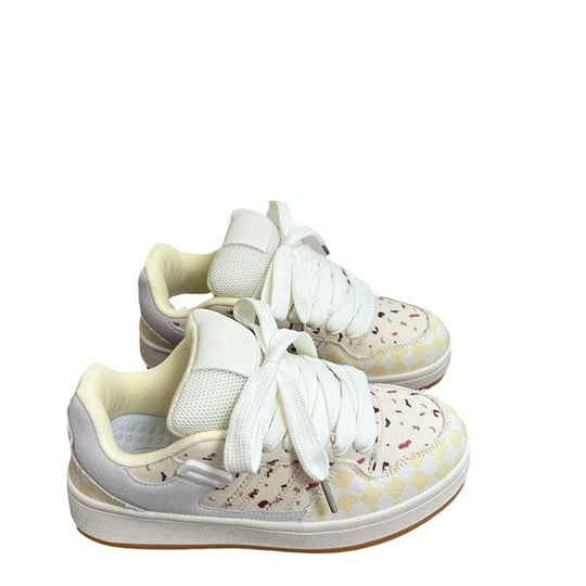 Damen Sneakers mit modischem Karomuster und bequemer Gummisohle EB