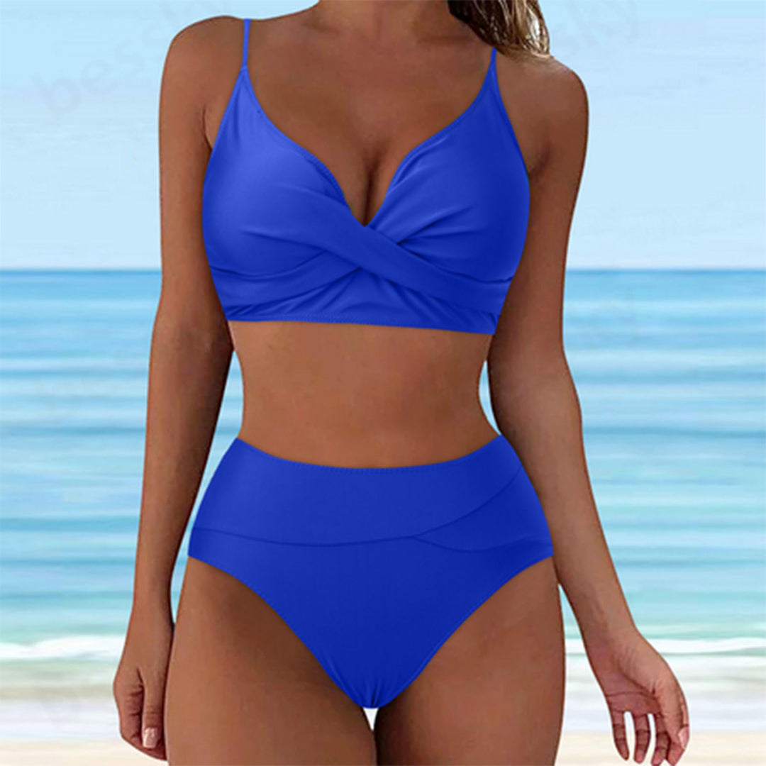 Damen Hochtailliertes Bikini-Set mit raffiniertem Twist-Oberteil EB