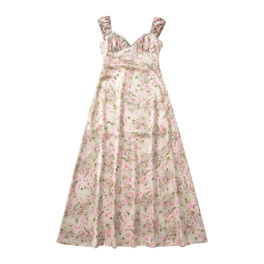 Damen Maxi-Kleid mit floralem Rüschendesign und elegantem Schnitt EB