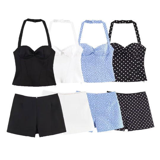 Damen Kombination aus kurzem Oberteil und Shorts EB