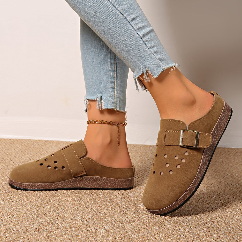 Damen Bequeme Clogs mit modischem Lochmuster und verstellbarem Riemen EB