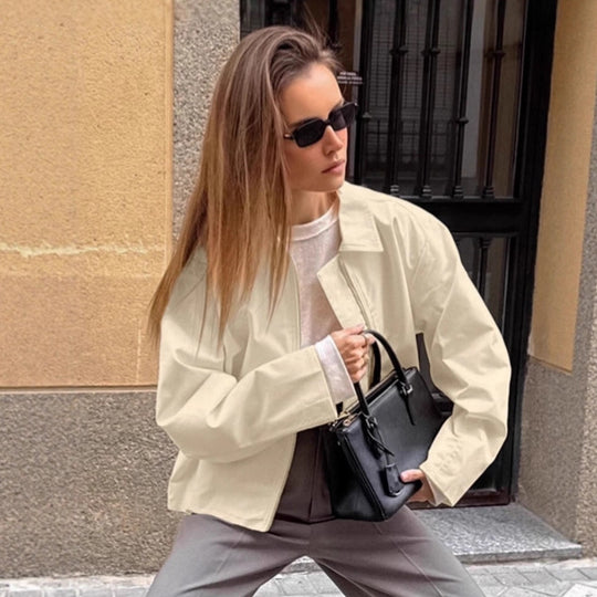 Damen Oversized Utility-Jacke mit modernem Zip-Design EB