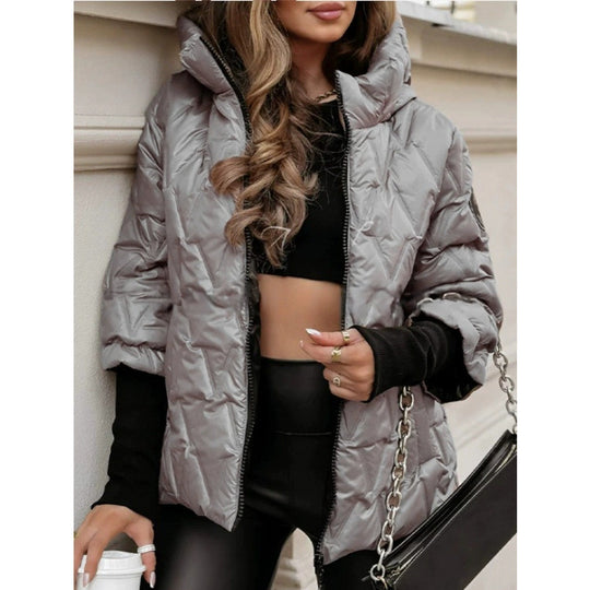 Damen Steppjacke mit hohem Kragen und beschichtetem Obermaterial EB