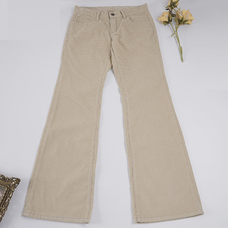Damen nan Corduroy Schlaghose mit hoher Taille, figurformenden Nähten und weitem Bootcut EB