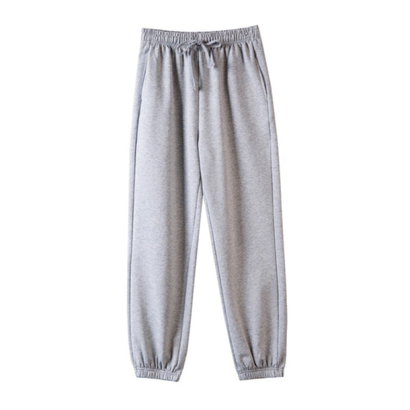 Damen nan weite hochgeschnittene Sweatpants mit elastischem Bund Kordelzug und gerippten Knöchelbündchen EB