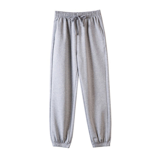 Damen nan weite hochgeschnittene Sweatpants mit elastischem Bund Kordelzug und gerippten Knöchelbündchen EB