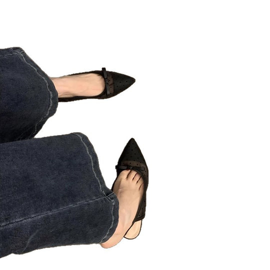 Damen Slingback Pumps aus transparentem Material mit dezentem Punktedesign EB