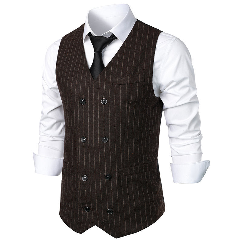 Herren elegante Anzugweste im klassischen Nadelstreifen-Design mit praktischen Taschen EB
