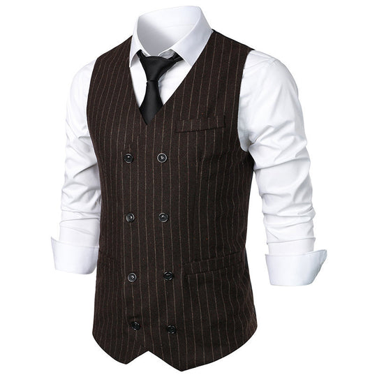Herren elegante Anzugweste im klassischen Nadelstreifen-Design mit praktischen Taschen EB