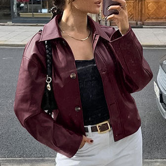 Damen Kunstlederjacke im modischen Oversized-Schnitt EB