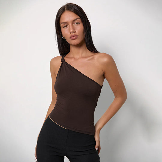 Damen asymmetrisches Trägershirt mit Knotendetail EB