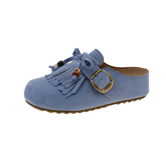 Damen Clogs mit fransigem Design und eleganter Schnalle EB
