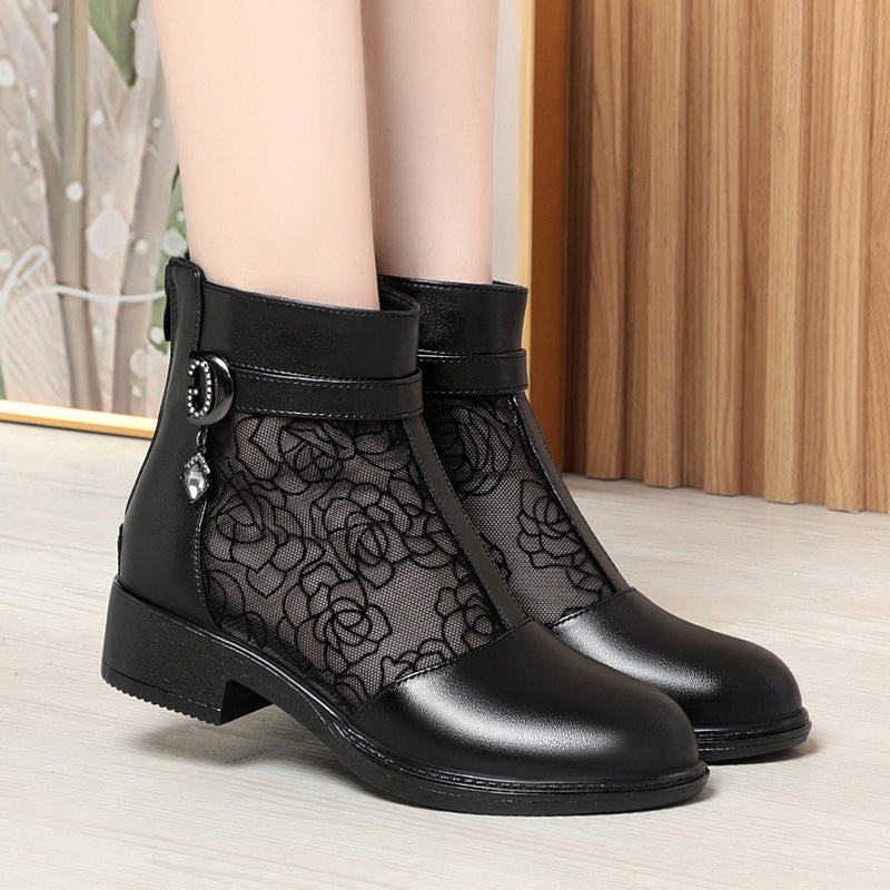 Damen Stiefeletten mit durchlässigem Netzdesign und elegantem Schmuckdetail EB