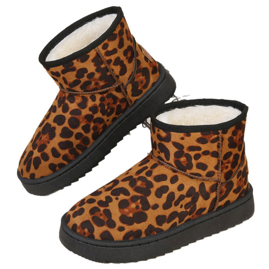 Damen Modische Winterboots mit weichem Innenfutter und Leo-Muster EB