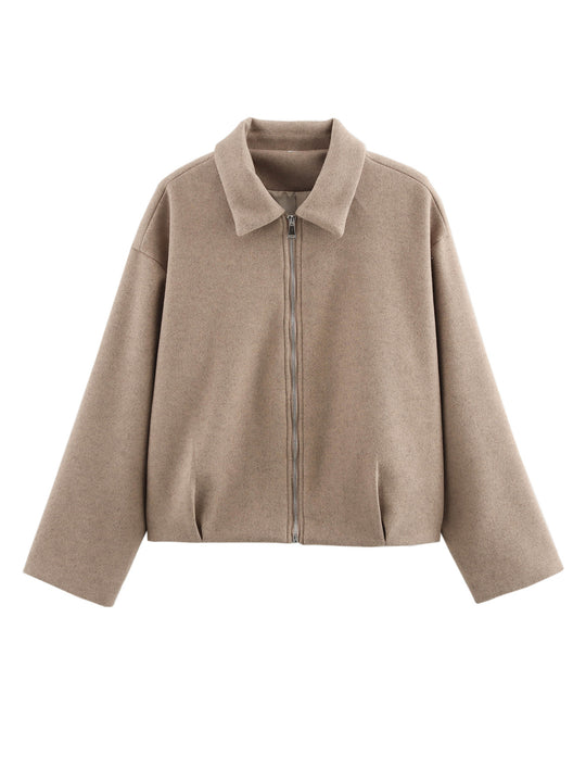 Damen sportliche Jacke mit hohem Kragen und Reißverschluss EB