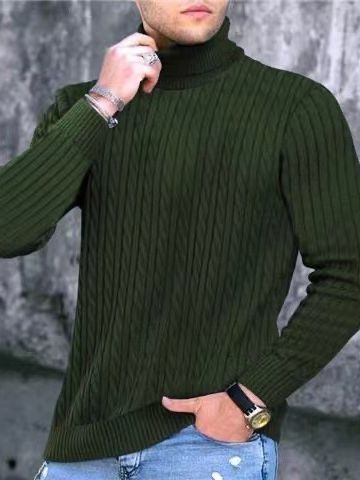 Herren Rollkragenpullover mit strukturiertem Strickmuster EB