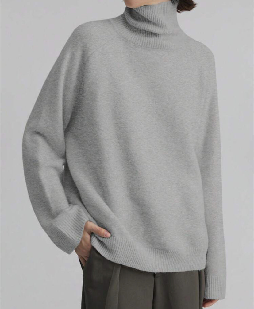 Damen Modischer Rollkragenpullover mit Oversized-Schnitt und feiner Struktur EB