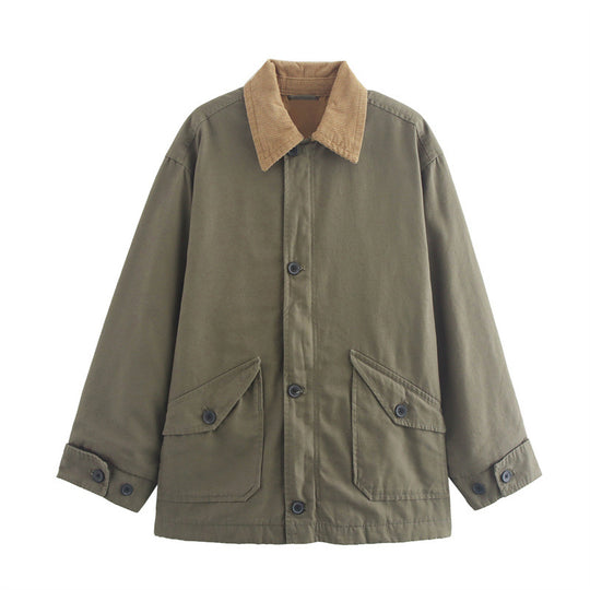 Damen Oversized Utility-Jacke mit weitem Schnitt und praktischen Taschen EB