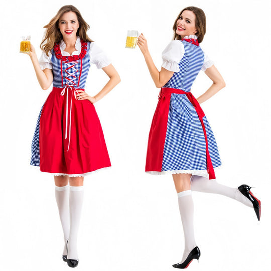 Damen Dirndlkleid mit traditionellen Karomustern und eleganter Schürze EB