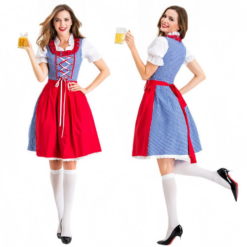 Damen Dirndlkleid mit traditionellen Karomustern und eleganter Schürze EB