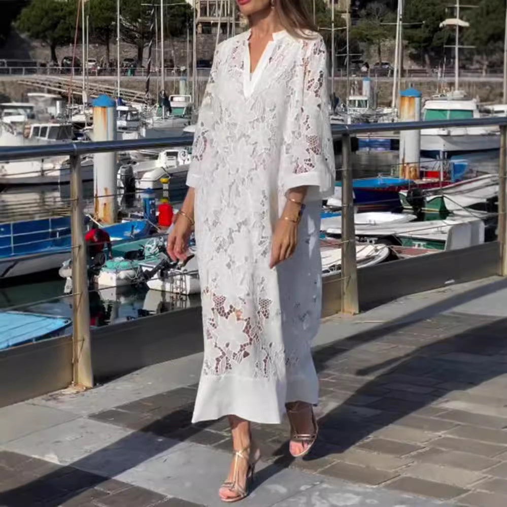 Damen Elegantes Spitzen-Kaftan Kleid Heidi-Mode
