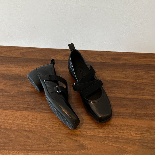 Damen elegante Ballerina-Pantoletten mit modischem Riemchen EB