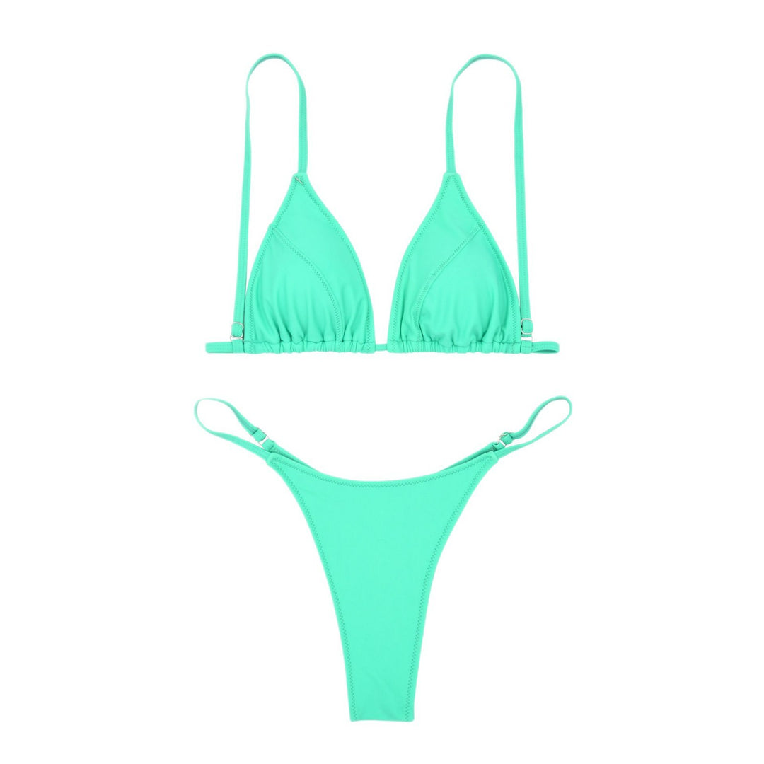Damen Triangel-Bikini mit ultra-hohem Beinausschnitt und feiner Raffung EB